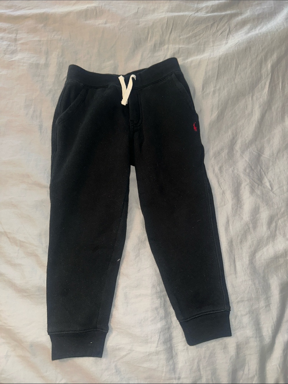 Ralph Lauren Black Kids Jogger Sweatpants with White Drawstring